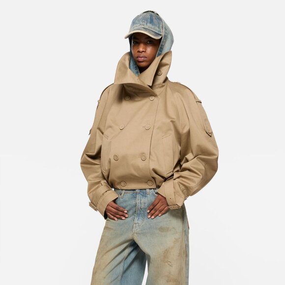 Short-Length Trench Coat Classic Double-Breasted British Style Fashion Piece - Picture 1 of 14